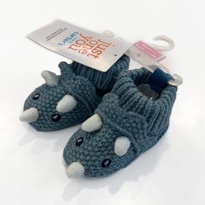 Carter’s - Crochet Dinosaur Newborn Booties (Blue, Newborn)
